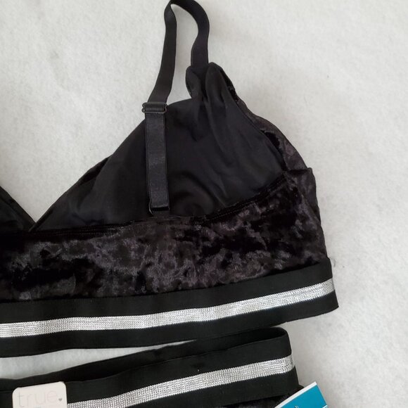 Panty & Bra Set 1X Black Velour Silver Trim Sexy rue21 - Picture 13 of 13